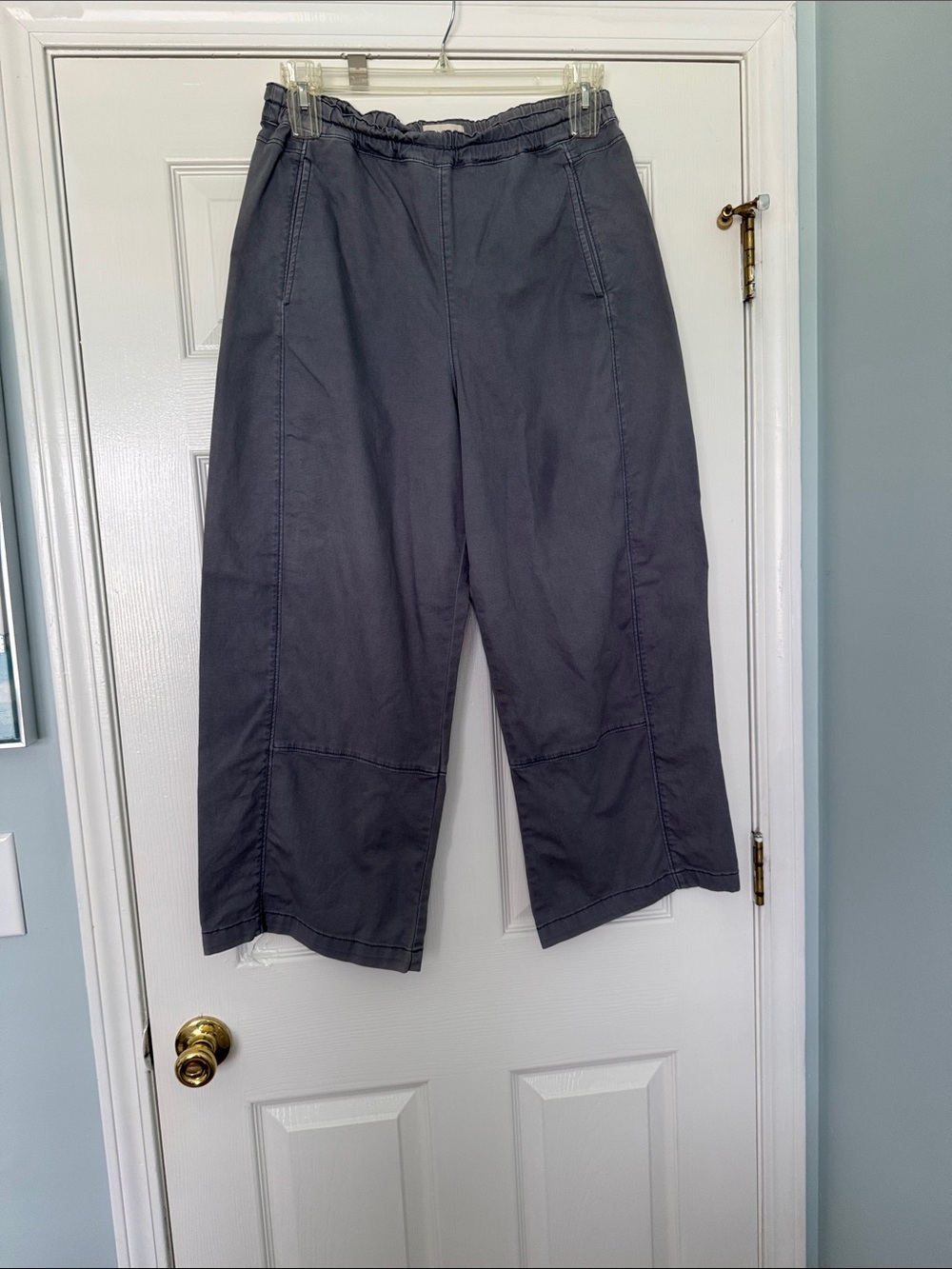 Pilcro Izzie relaxed pull on barrel pants in grey/blue